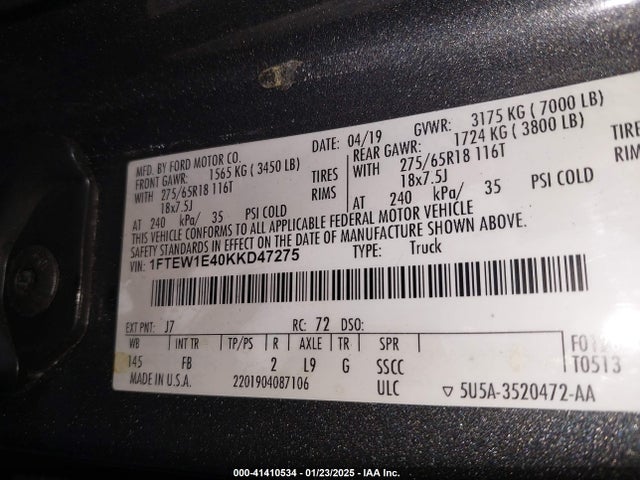 Ford F-150 Xlt 2019 1FTEW1E40KKD47275 Image 9