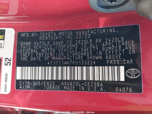 4T1T11AK7PU133224 Toyota CAMRY SE