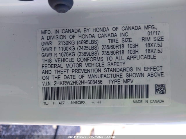 Honda CR-V EX 2017 2HKRW2H52HH608456 Image 9