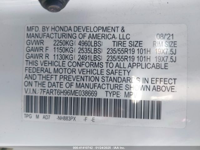 7FART6H96ME038669 Honda Cr-v Hybrid Touring