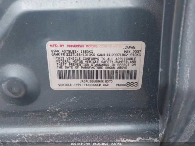 2008 MITSUBISHI LANCER JA3AU26U88U018070 Photo 8