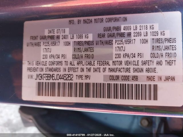 JM3KFBBM6J0446262 Mazda CX-5 SPORT
