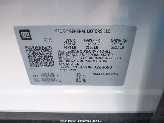 1GNEVGKW4PJ228693 Chevrolet lfy