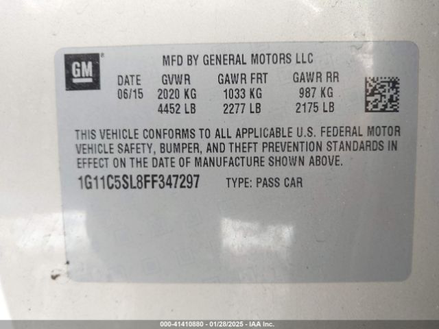 1G11C5SL8FF347297 Chevrolet MALIBU 1LT