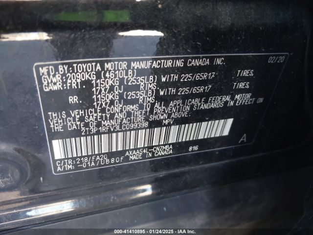 2T3P1RFV3LC099398 Toyota Rav4 Xle