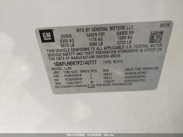 Chevrolet Equinox Ltz 2015 1GNFLHEK7FZ140777 Image 9