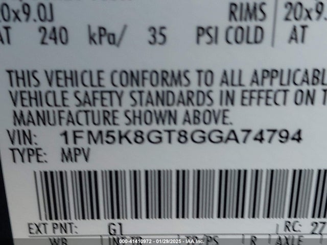 1FM5K8GT8GGA74794 Ford EXPLORER SPORT