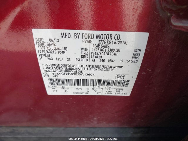 Ford EXPLORER XLT 2014 1FM5K7D83EGA13604 Image 9