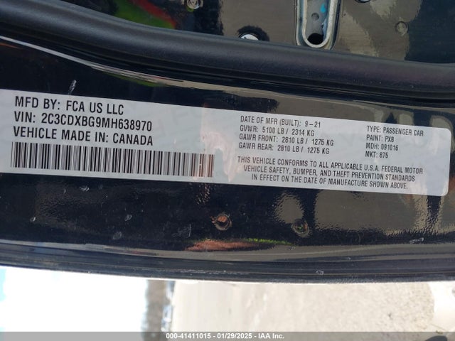 2C3CDXBG9MH638970 Dodge Charger