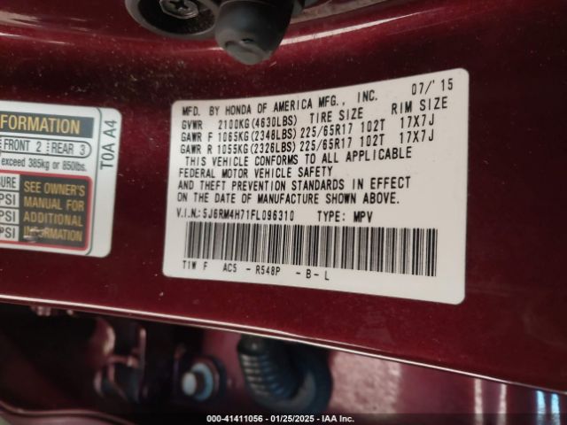 5J6RM4H71FL096310 Honda Cr-v Ex-l