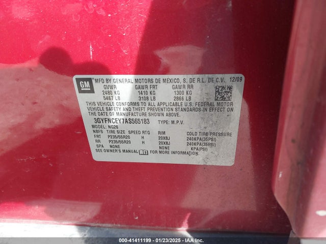 2010 CADILLAC SRX 3GYFNCEY7AS565183 Photo 8