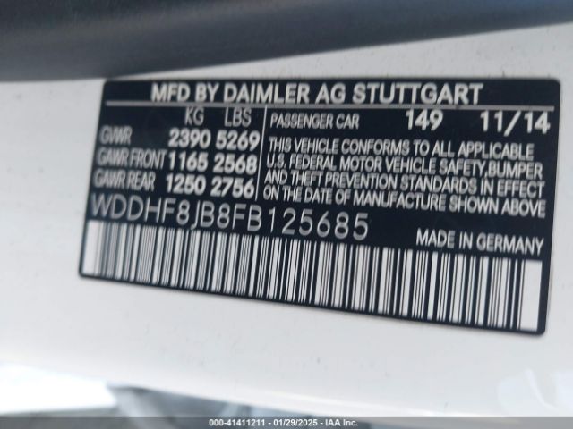 WDDHF8JB8FB125685 Mercedes-Benz E 350 4matic