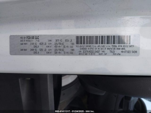 3C6TRVAG5GE134667 RAM Promaster 1500 Low Roof
