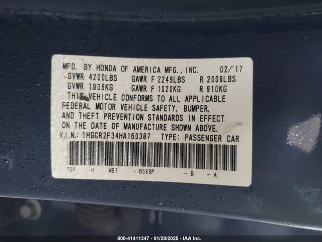 1HGCR2F34HA160387 Honda ACCORD LX