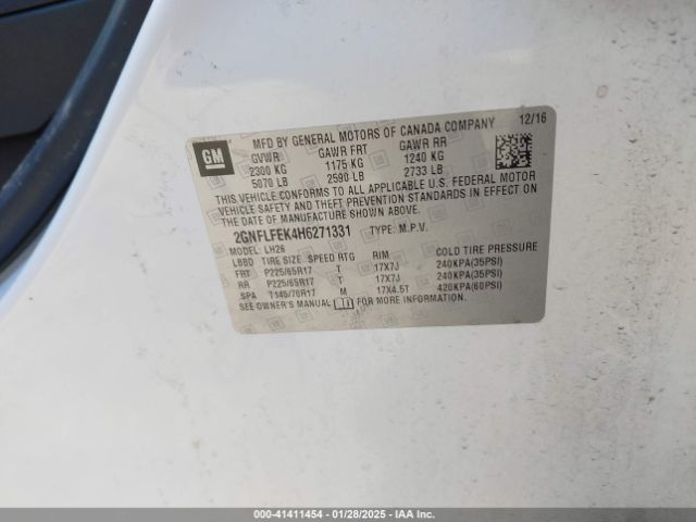 2GNFLFEK4H6271331 Chevrolet EQUINOX LT