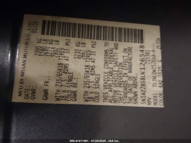 2020 NISSAN MURANO 5N1AZ2BS8LN126548 Photo 8