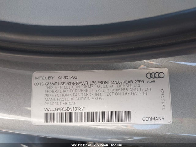 2013 AUDI A6 WAUJGAFC6DN131821 Photo 8
