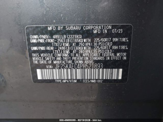 JF2SKAEC4PH521893 Subaru Forester Premium