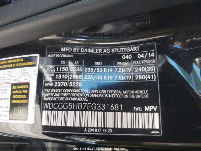 WDCGG5HB7EG331681 Mercedes-Benz GLK 350