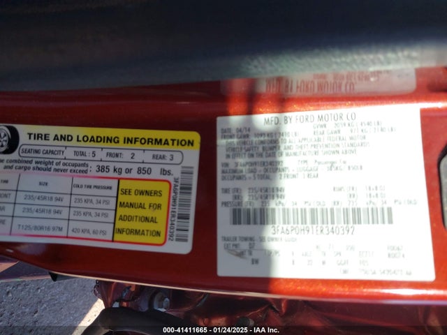 Ford FUSION SE 2014 3FA6P0H91ER340392 Image 9