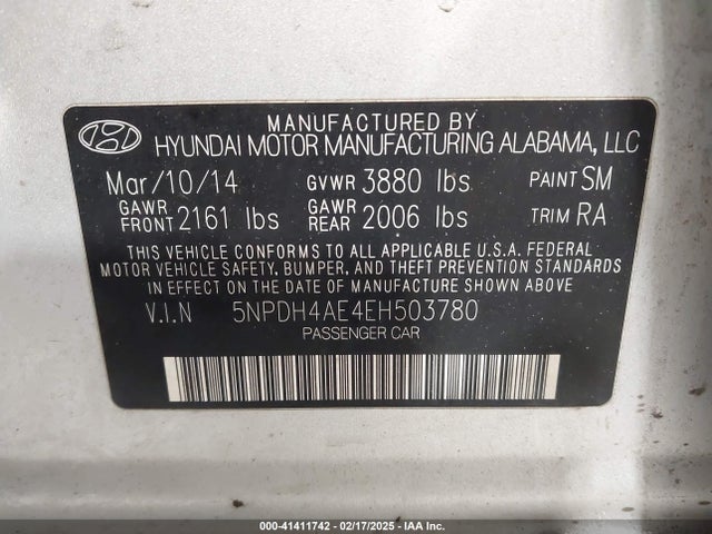 Hyundai ELANTRA SE 2014 5NPDH4AE4EH503780 Image 9