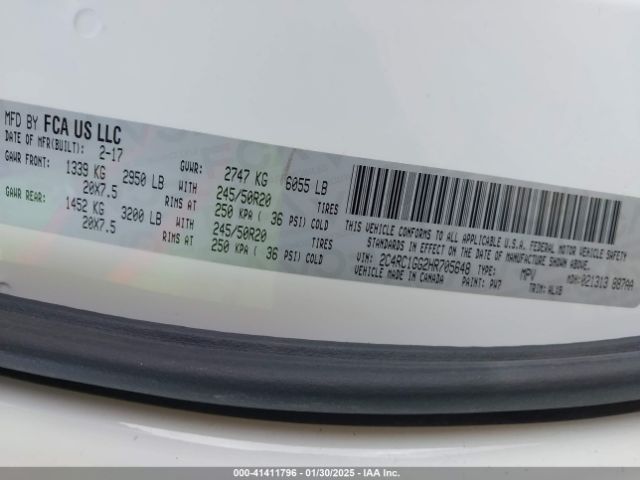2C4RC1GG2HR705648 Chrysler Pacifica Limited