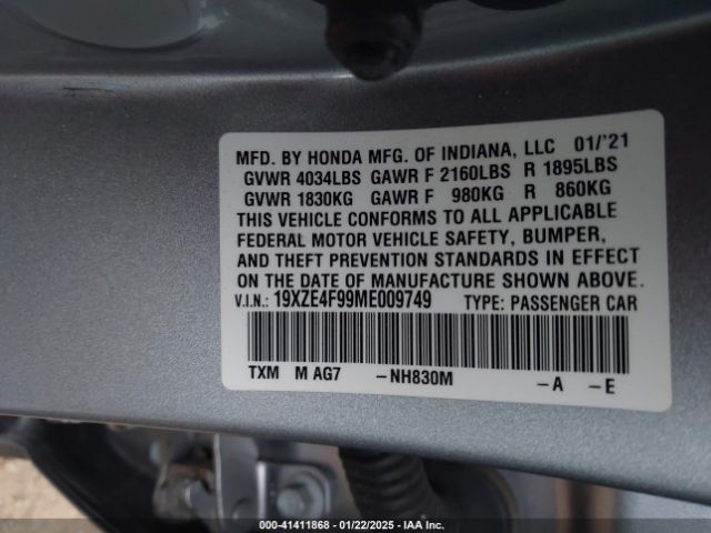 19XZE4F99ME009749 Honda Insight Touring