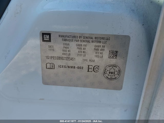 1G1PE5SB9G7223451 Chevrolet Cruze Limited 1lt Auto