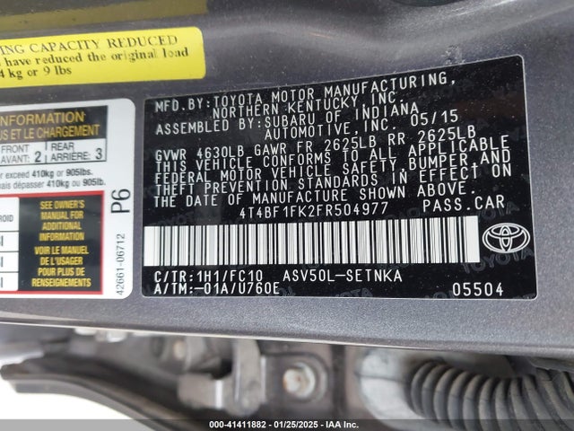 Toyota CAMRY LE 2015 4T4BF1FK2FR504977 Image 9