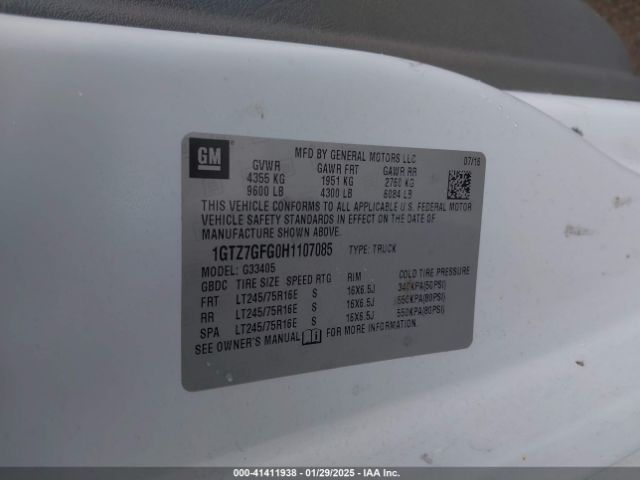 1GTZ7GFG0H1107085 GMC Savana 3500 Work Van