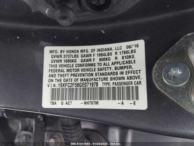 Honda Civic Lx 2016 19XFC2F56GE071978 Image 9