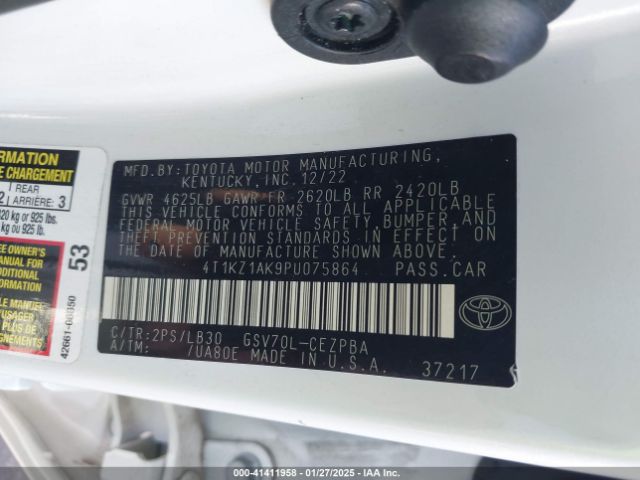4T1KZ1AK9PU075864 Toyota Camry Xse V6