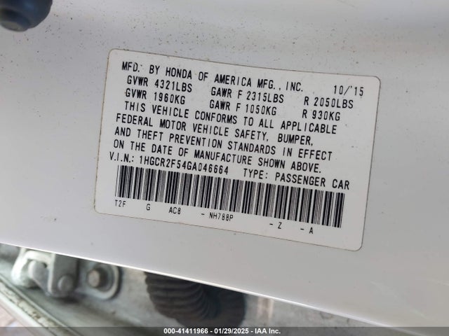 1HGCR2F54GA046664 Honda Accord Sport