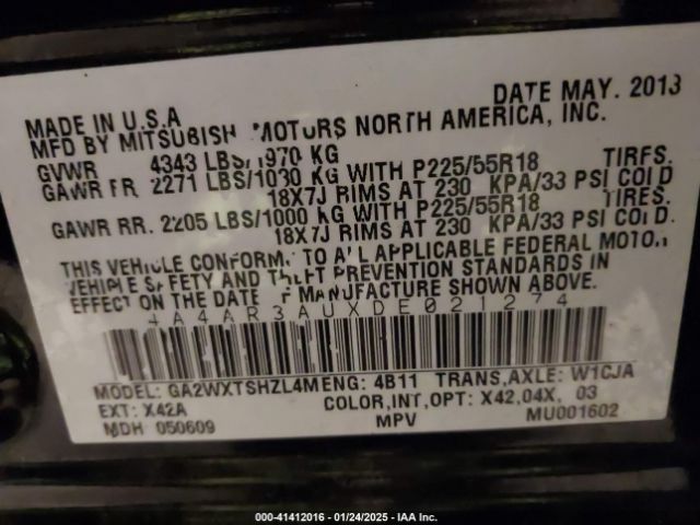 2013 MITSUBISHI OUTLANDER SPORT 4A4AR3AUXDE021274 Photo 8