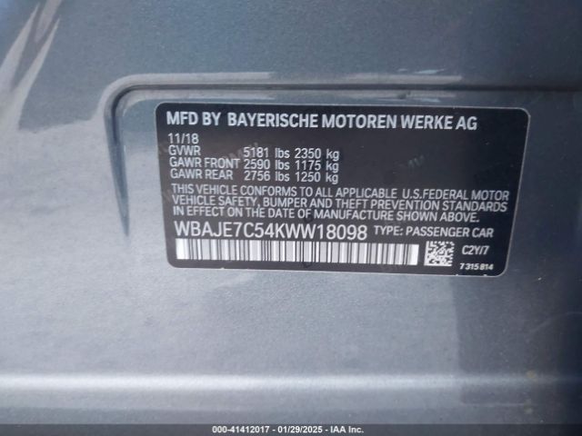 2019 BMW 540I WBAJE7C54KWW18098 Photo 8