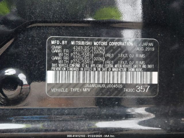 JA4AR3AU9LU004505 Mitsubishi Outlander Sport 2.0 Be Awc