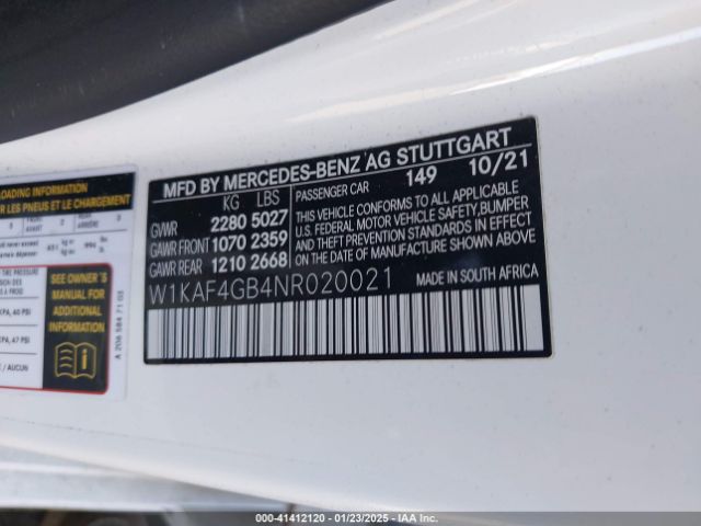 W1KAF4GB4NR020021 Mercedes-Benz C 300 Sedan