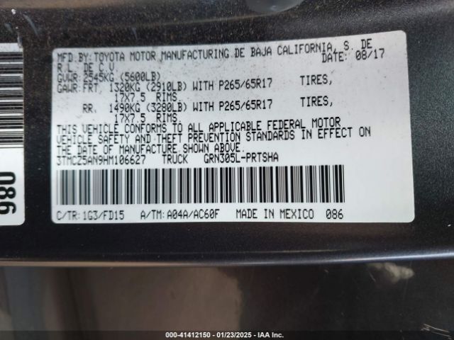 3TMCZ5AN9HM106627 Toyota Tacoma Trd Sport