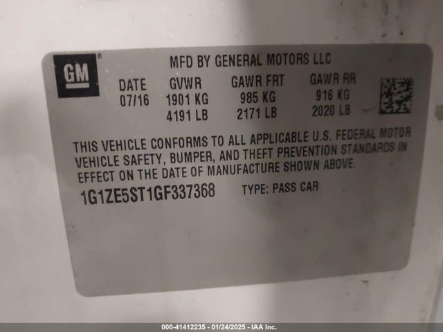 1G1ZE5ST1GF337368 Chevrolet MALIBU 1LT