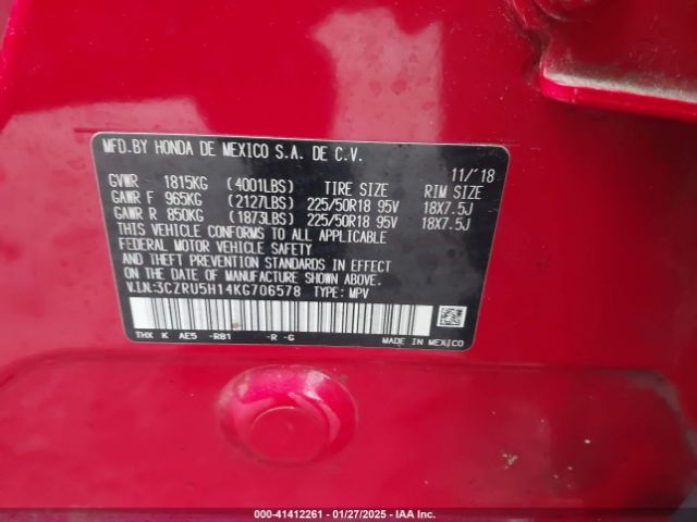 3CZRU5H14KG706578 Honda HR-V SPORT