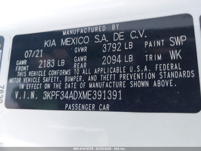 KIA Forte Gt-line 2021 3KPF34ADXME391391 Image 9