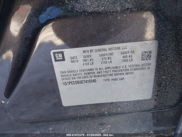 1G1PC5SB0E7419345 Chevrolet Cruze 1lt Auto