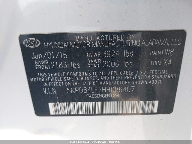 Hyundai ELANTRA SE 2017 5NPD84LF7HH086407 Image 9