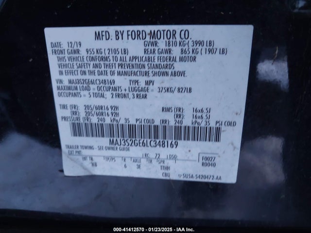 MAJ3S2GE6LC348169 Ford Ecosport Se