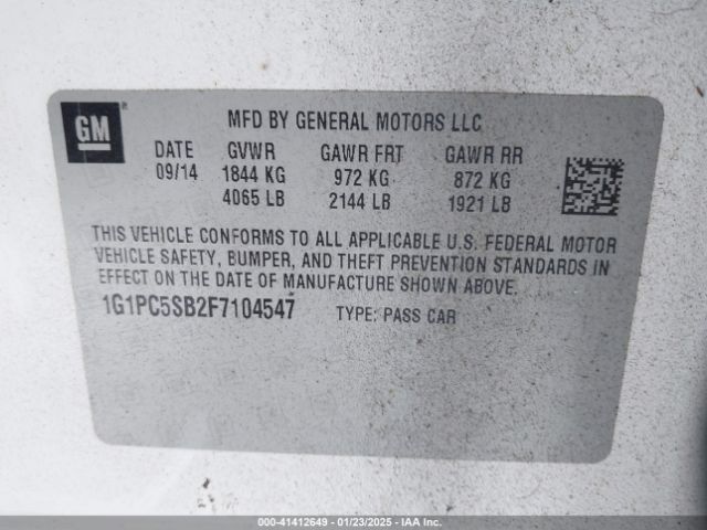 1G1PC5SB2F7104547 Chevrolet Cruze 1lt Auto