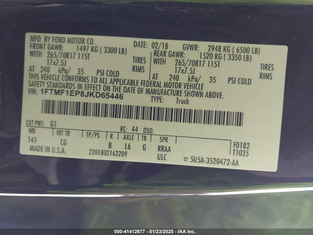 Ford F-150 Xl 2018 1FTMF1EP8JKD65446 Image 9