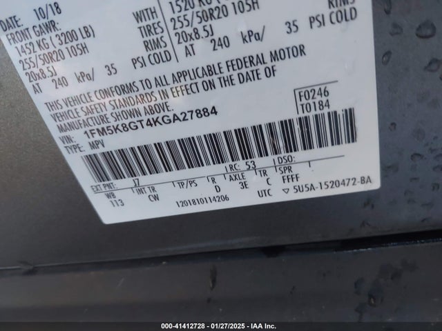 Ford EXPLORER SPORT 2019 1FM5K8GT4KGA27884 Image 9