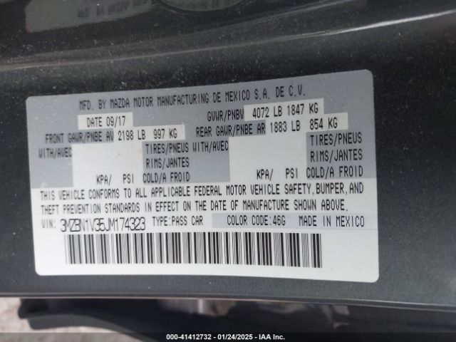 3MZBN1V35JM174323 Mazda Mazda3 Touring
