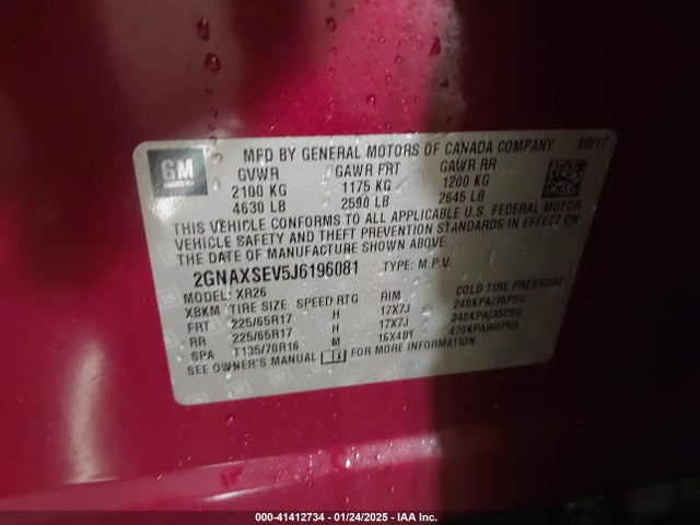 Chevrolet EQUINOX LT 2018 2GNAXSEV5J6196081 Image 9