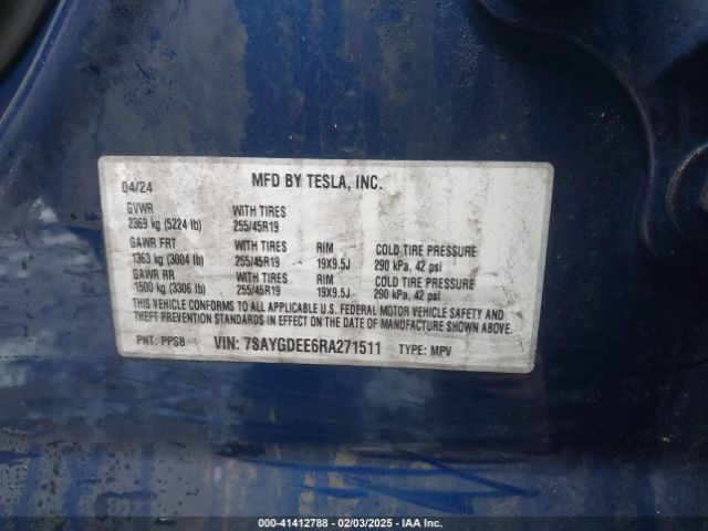 7SAYGDEE6RA271511 Tesla Model Y Long Range Dual Motor All-wheel Drive